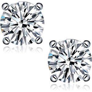 Moissanite Stud Earrings, 0.6ct-4ct D Color VVS1 Clarity Brilliant Round Cut